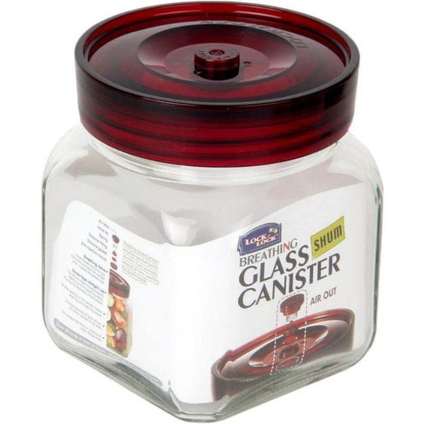 Lock & Lock Breathing Glass Square Canister 900ml Lock & Lock Breathing Glass Square Canister 900ml