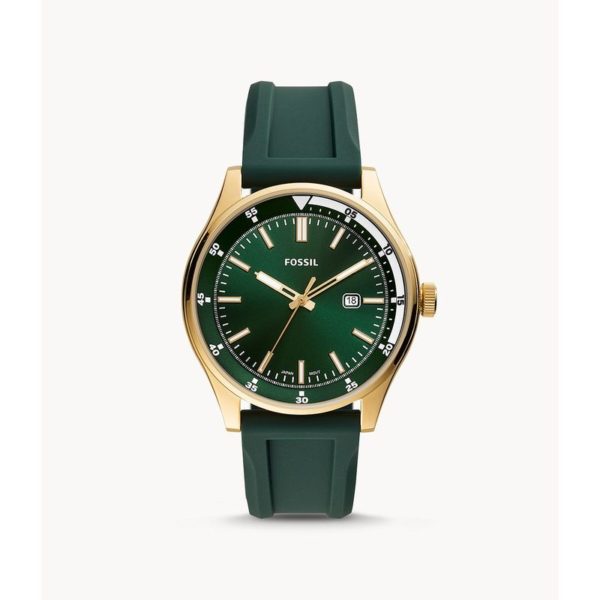 Buy Fossil Belmar Three-Hand Date Dark Green Silicone Watch FS5597
