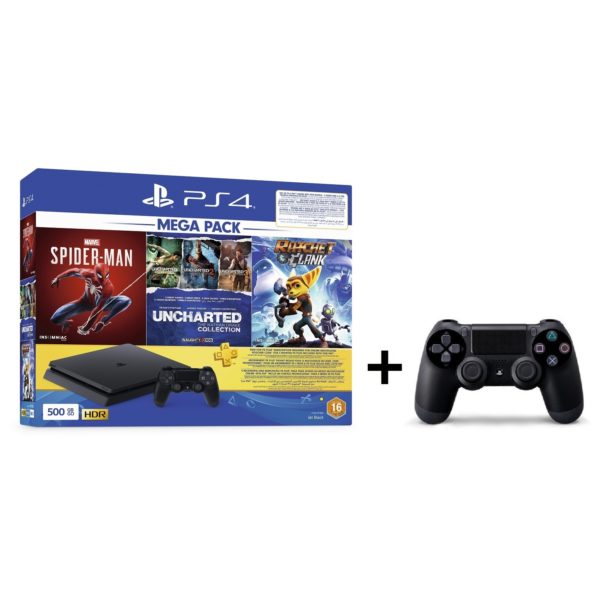 Buy Sony Ps4 Slim Gaming Console 500gb Black Dual Shock 4 Controller Spiderman Game Uncharted The Nathan Drake Collection Game Ratchet Clank Game 3 Months Playstation