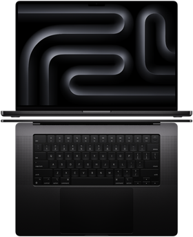 صورة لثلاثة من أجهزة لابتوب MacBook Pro تبيّن الشاشة الواسعة والبنية النحيفة للجهاز