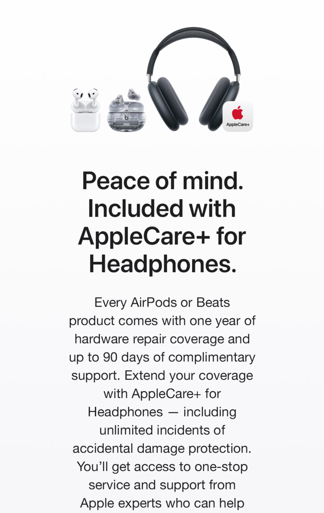 applecare+ for headphones, airpods