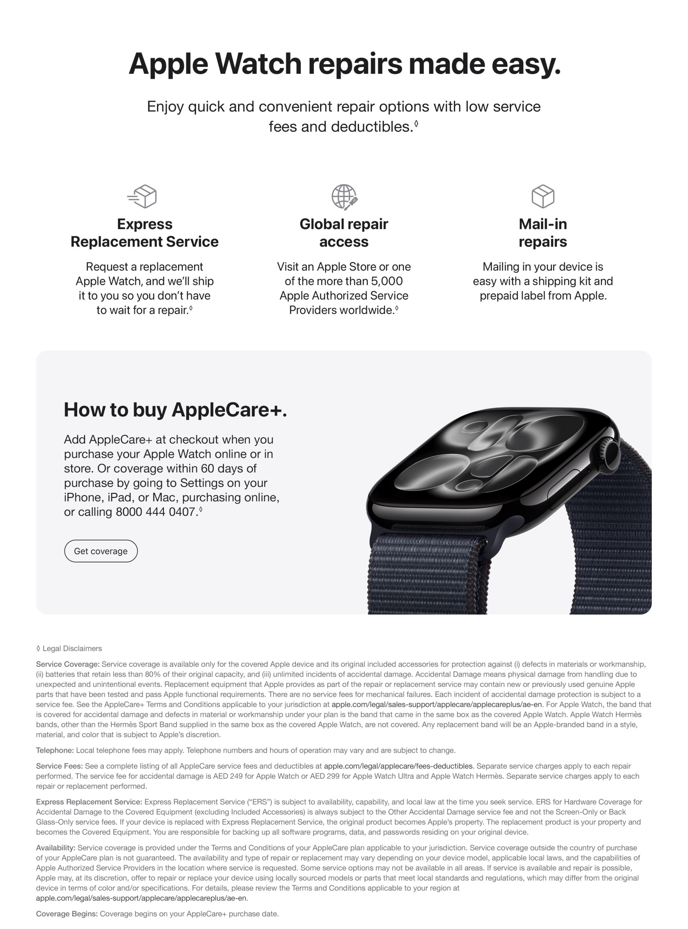 applecare+ for apple watches