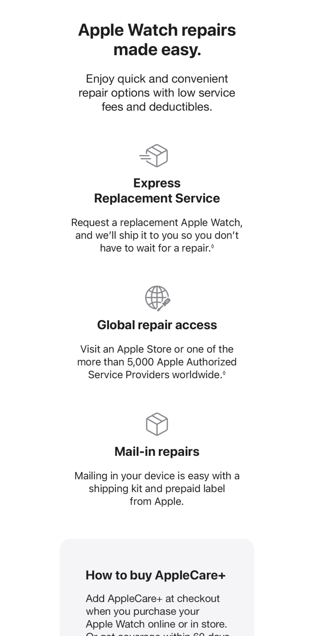 applecare+ for apple watches