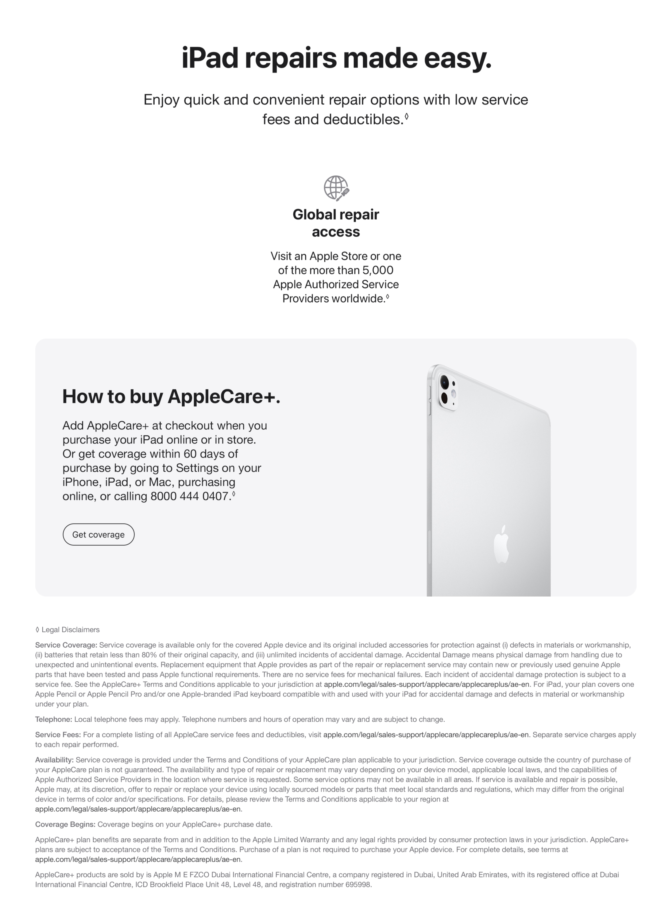applecare+ for ipads