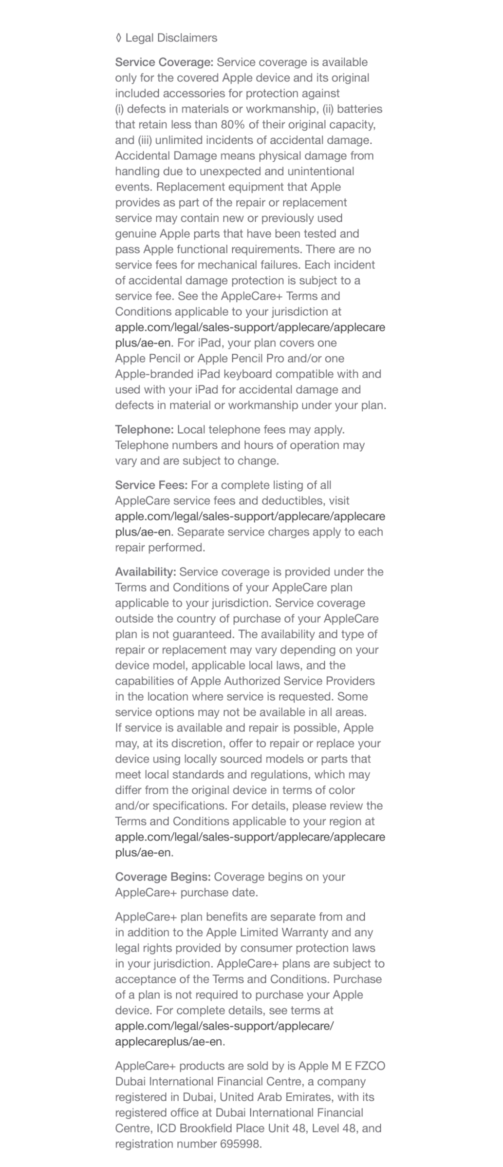 applecare+ for ipads