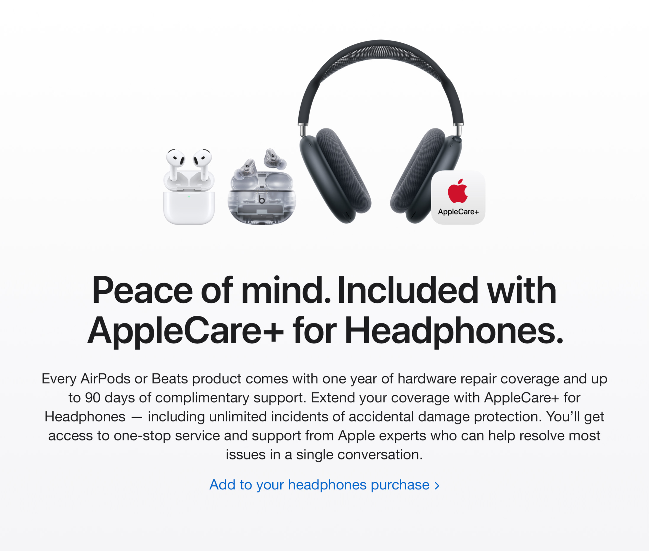 applecare+ for headphones, airpods