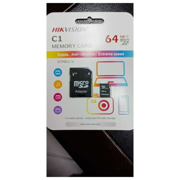 Buy online Best price of Hikvision 64GB microSD Memory Card W/Adapter